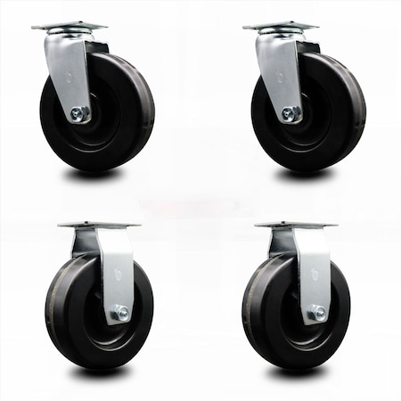 Service Caster 6 Inch Phenolic Caster Set with Ball Bearings 2 Swivel 2 Rigid SCC SCC-20S620-PHB-2-R-2